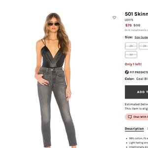 LEVI'S 501 Skinny in Coal Black Size 26